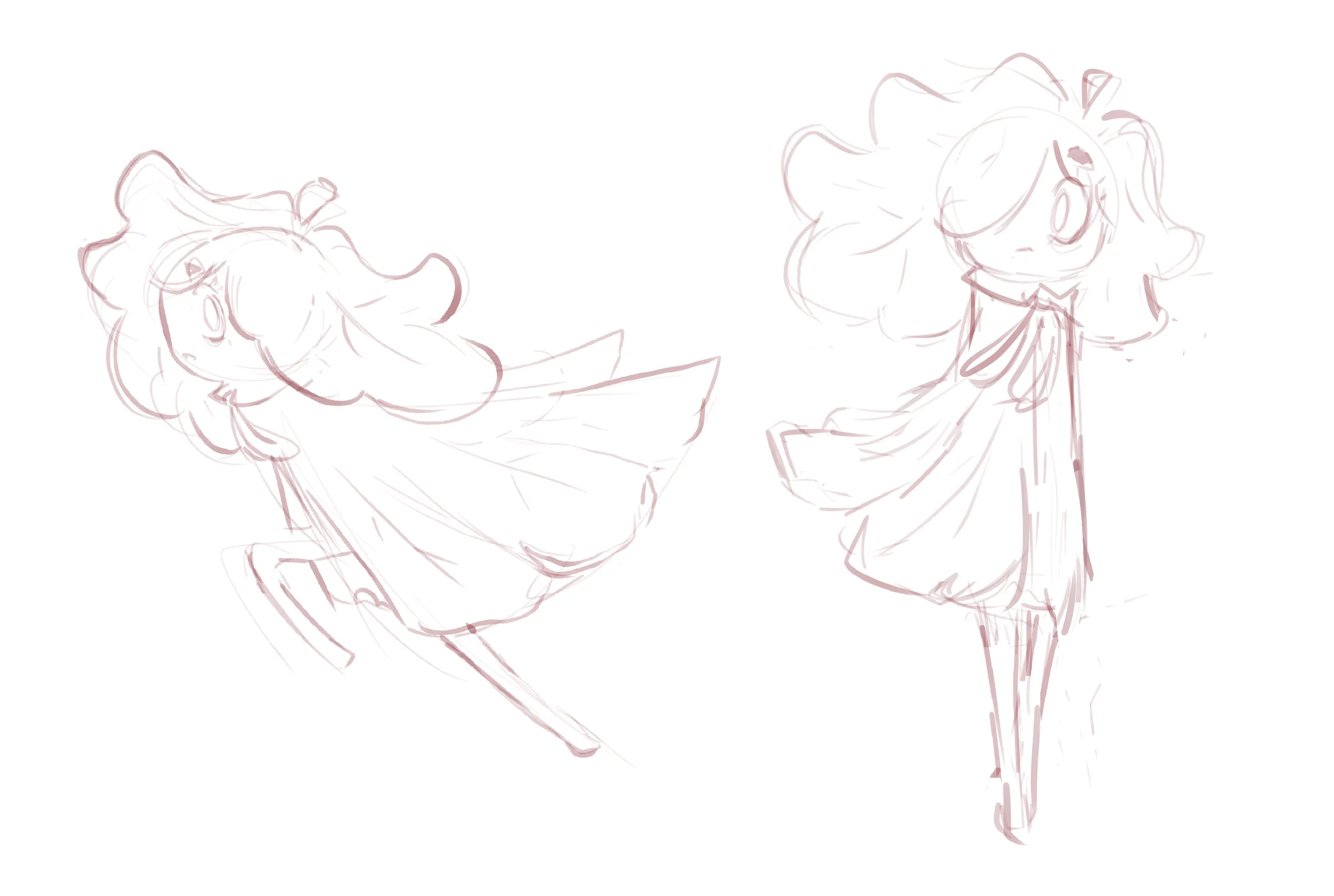 an illustration of a character concept for a leafy fairy doing various action poses.